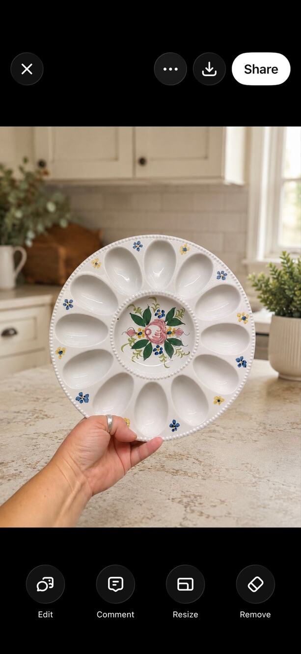 Portugal hand painted egg plate/platter